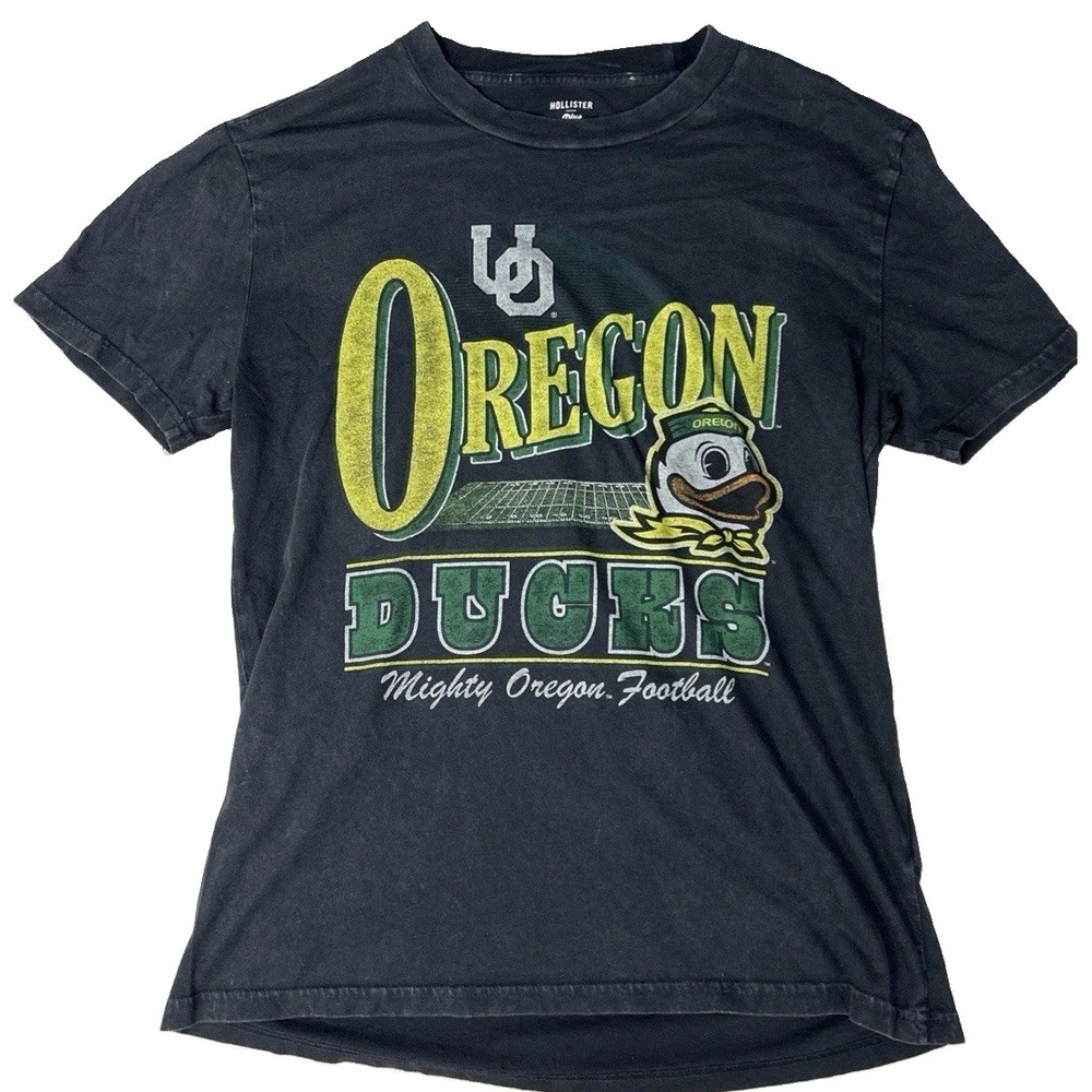 Hollister Blue 84 Oregon Ducks Football Graphic T-Shirt Black XS Relaxed Fit